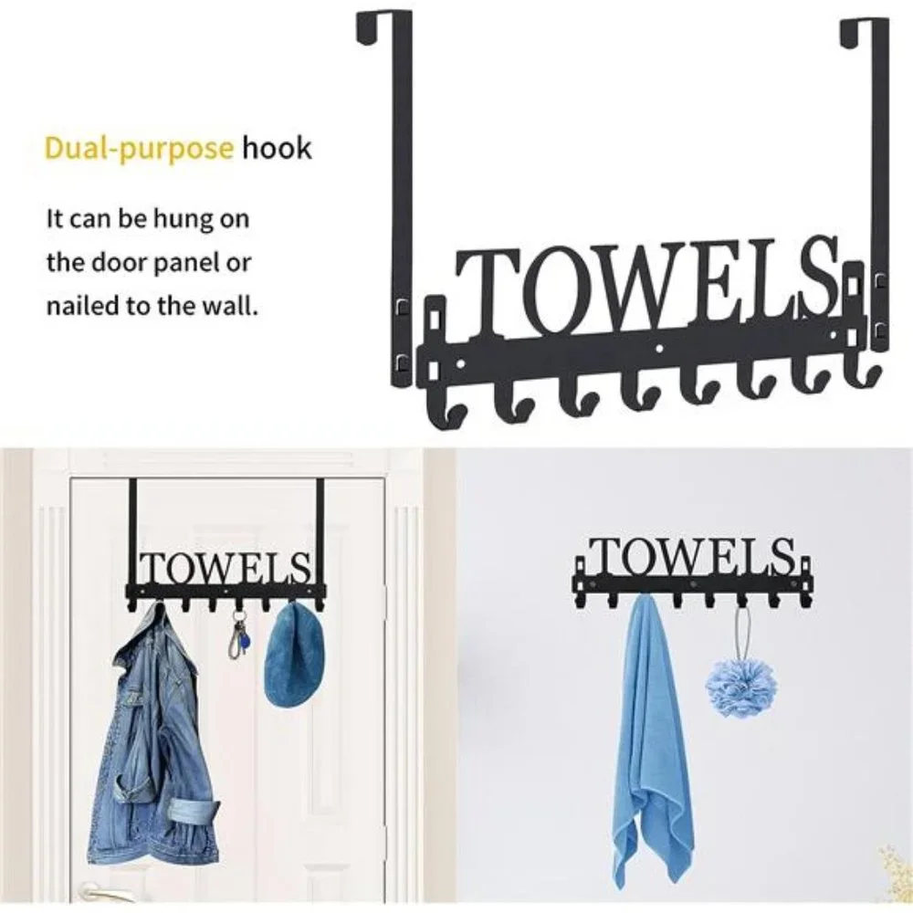 Over The Door Hooks Towel Holder for Bathroom, Door Mount Towel Rack Towel Hooks